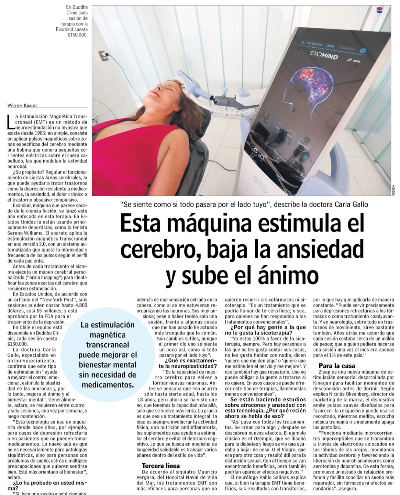 Reportaje de prensa sobre EXOMIND en Buddha Clinic
